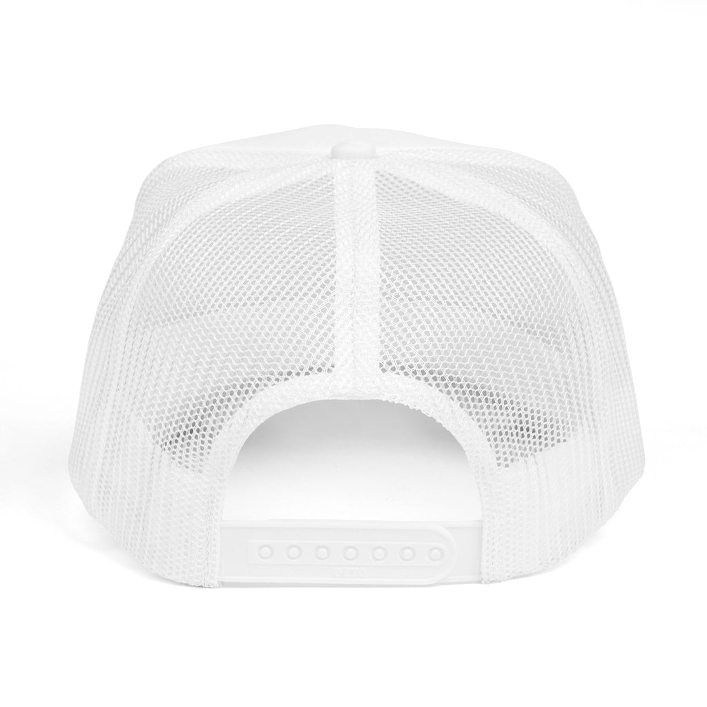Stronger Than Ever – Premium White Trucker Cap for Gym & Streetwear